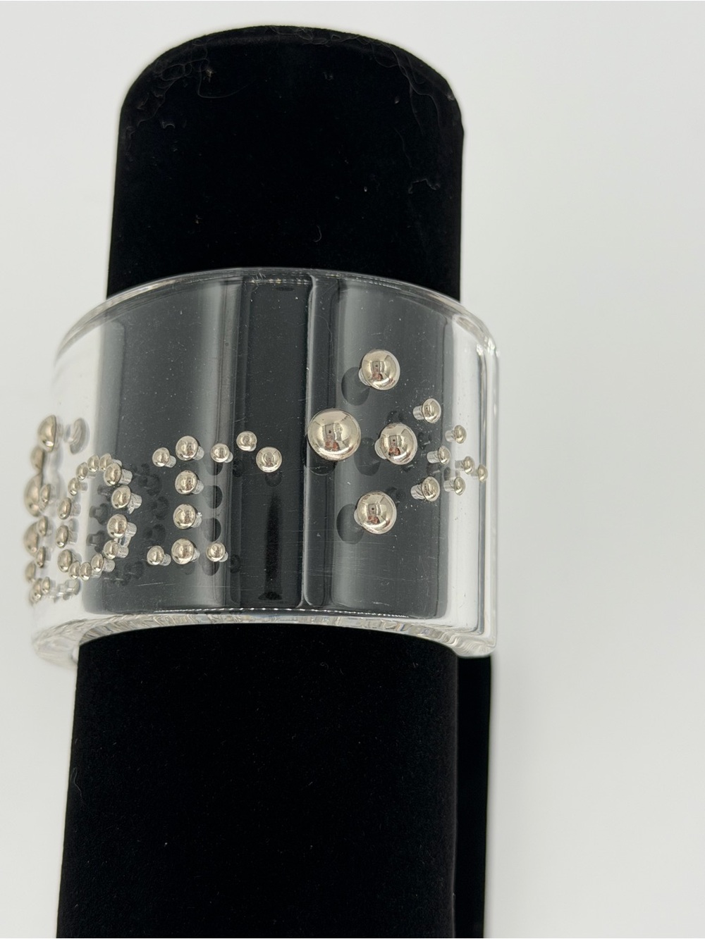 Dior Silver Studded Clear Cuff Bracelet w/COA! Gorgeous! Excellent Condition! - Picture 12 of 16